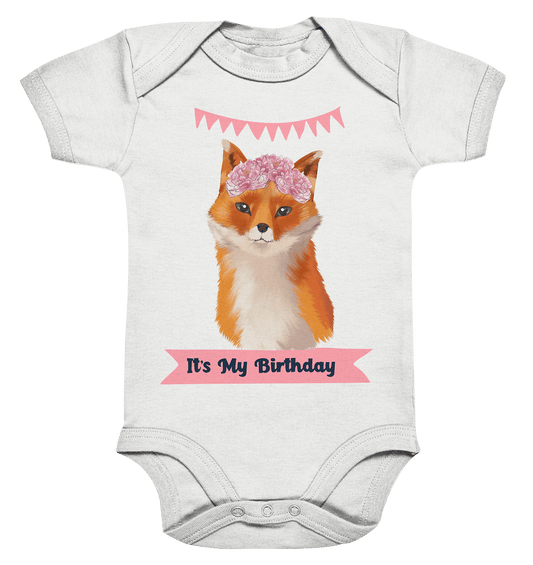 Fuchs Baby Body mit Beschrieftung "It's My  Birthday"