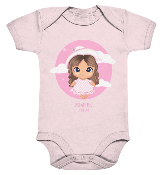 Cartoon Baby Strampler in rosa Dream Big little one