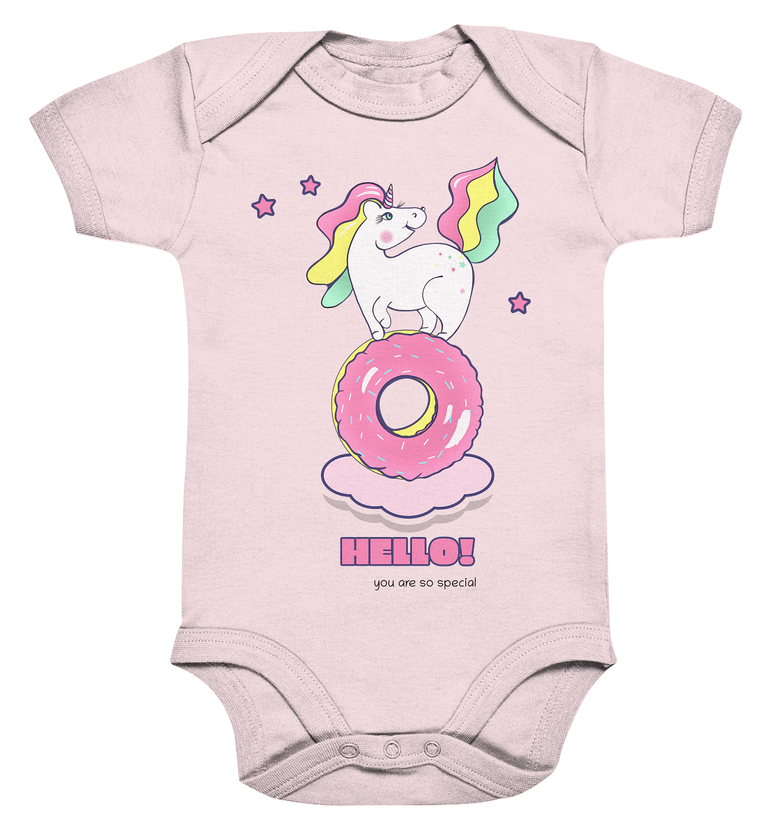 Einhorn Baby Strampler in rosa mit Einhorn mit Sternchen Hello you are special