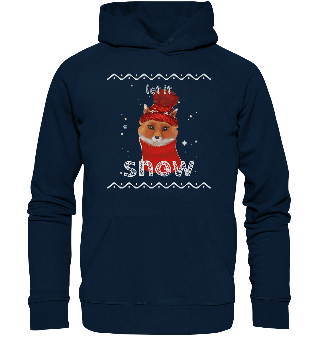 Fuchs Kapuzenpullover Let it snow in dunkel blau