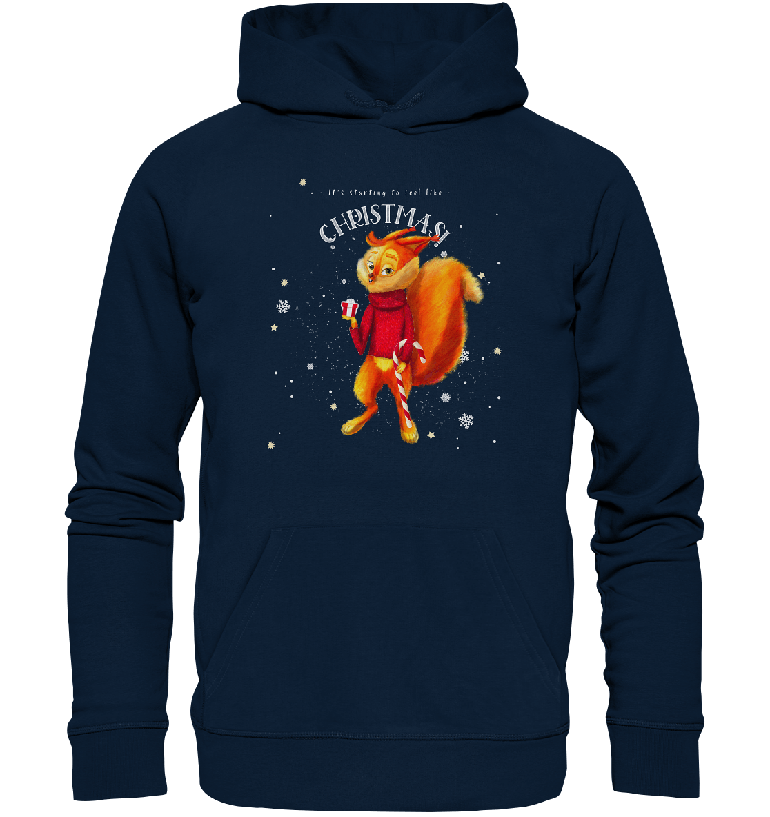 Eichhoernchen-Kapuzenpullover-X-Mas-Hoodie-von-BLOOMINIC- navy-blau