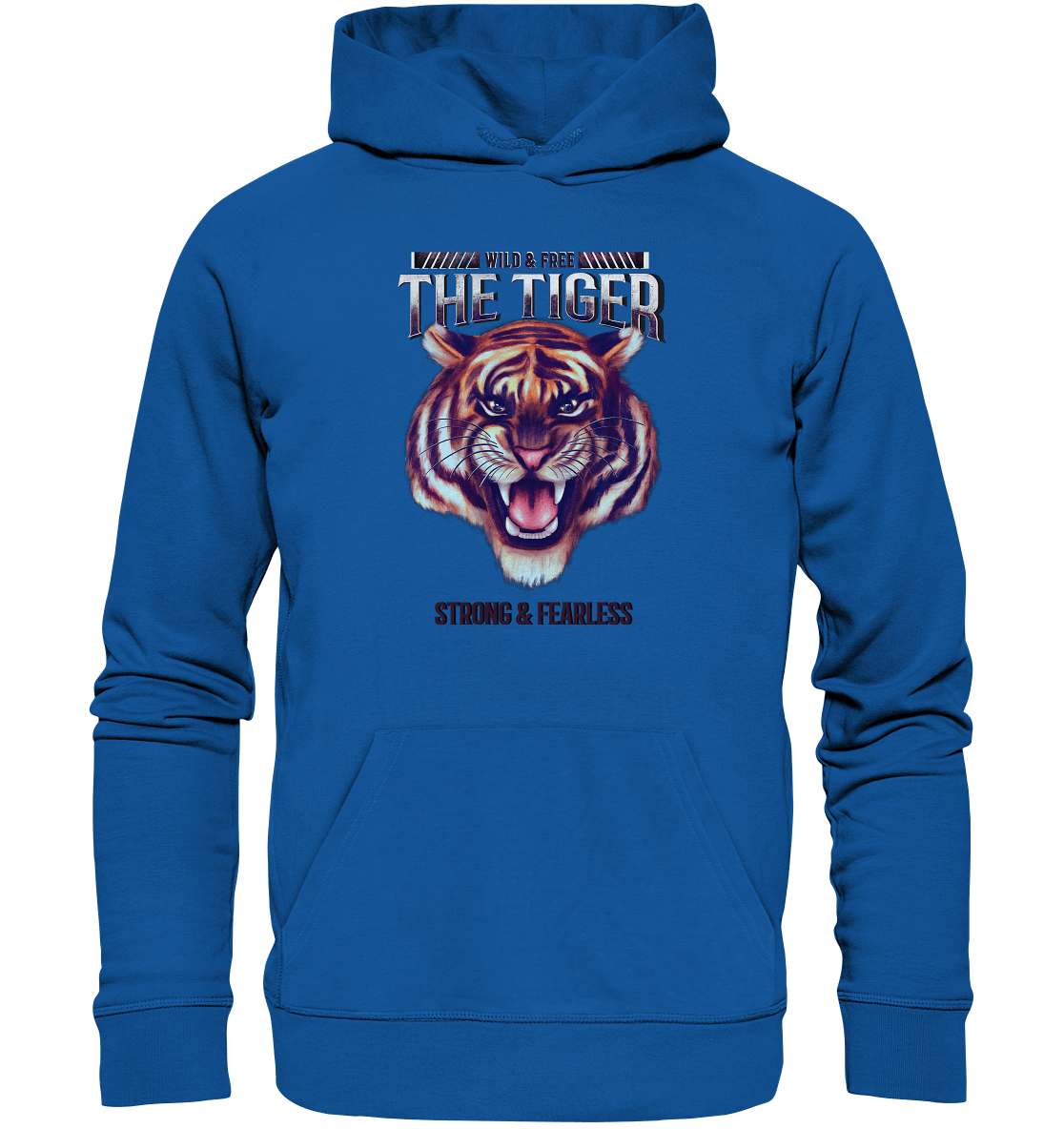 Tiger Hoodie Kapuzenpullover in royal blau mit Tiger Muster von BLOOMINIC
