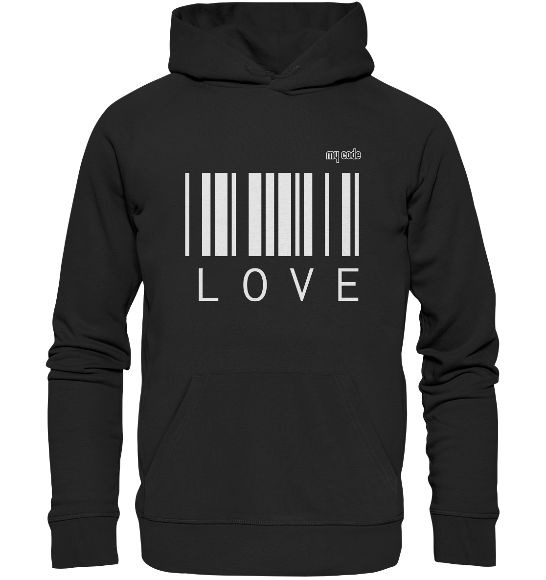 My code Love Statement Kapuzenpullover Hoodie in schwarz