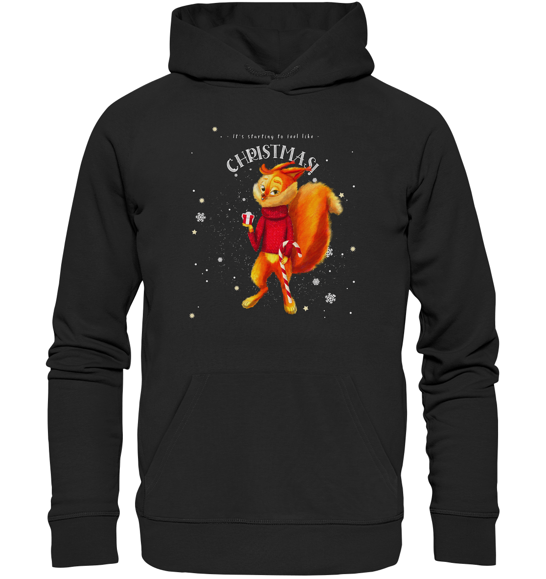 Eichhoernchen-Kapuzenpullover-X-Mas-Hoodie-von-BLOOMINIC-schwarz