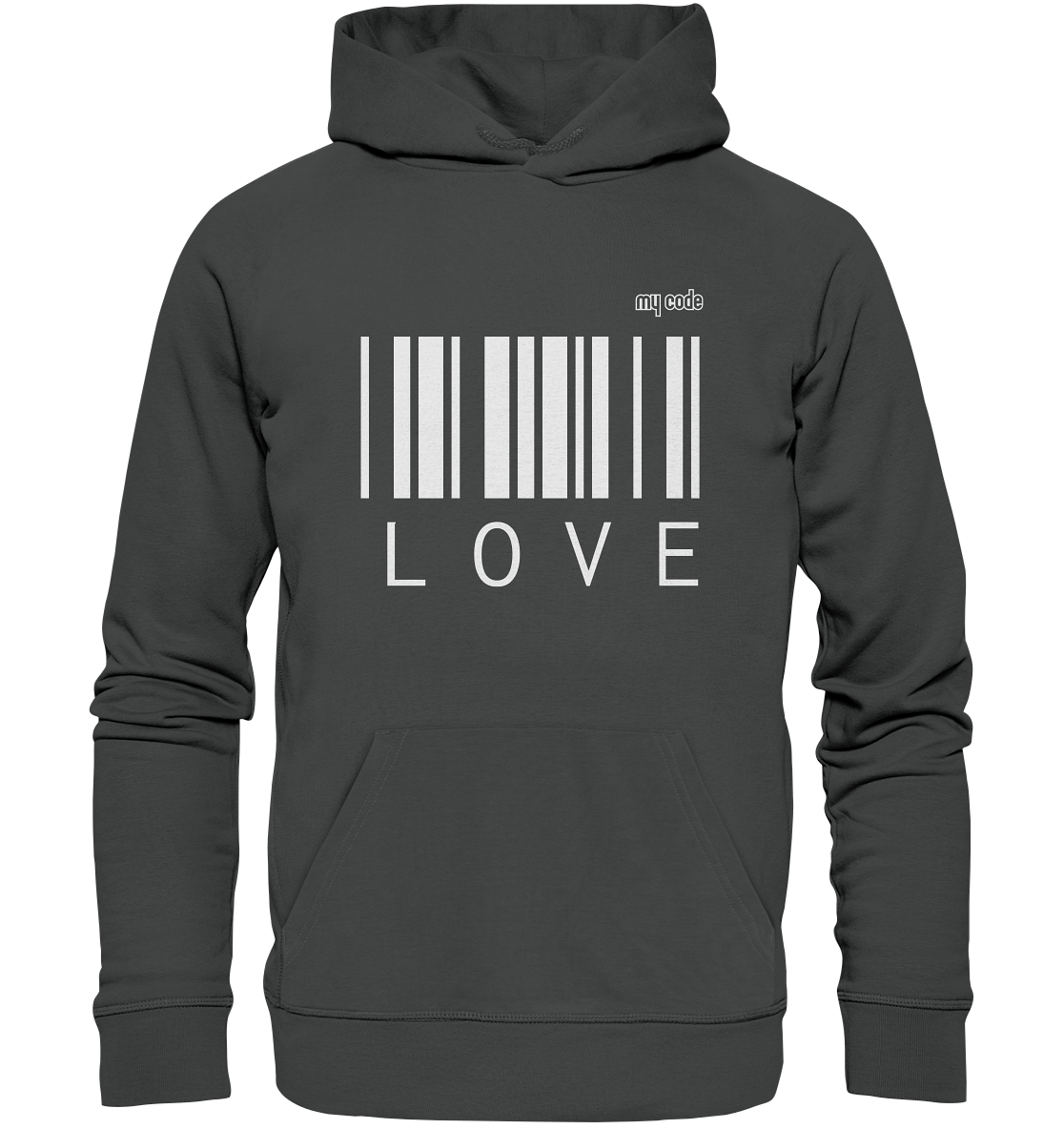 My code Love Statement Kapuzenpullover Hoodie in grau