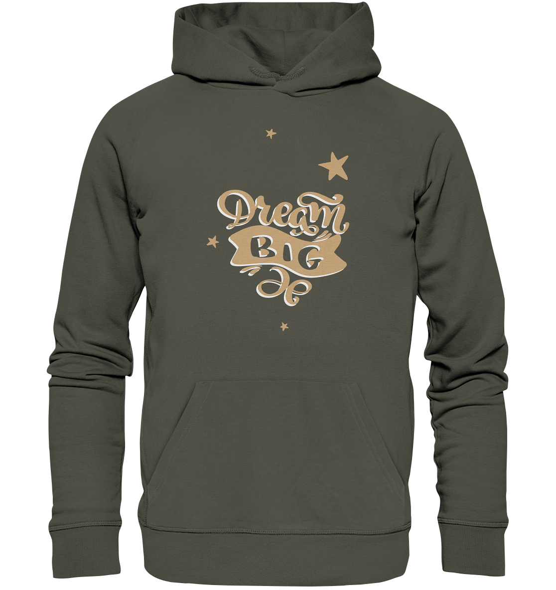 Dream Big Statement Kapuzenpullover mit Lettering Design in Gold