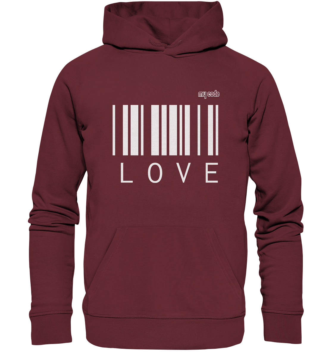 My code Love Statement Kapuzenpullover Hoodie in burgundi
