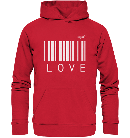 My code Love Statement Kapuzenpullover Hoodie in rot