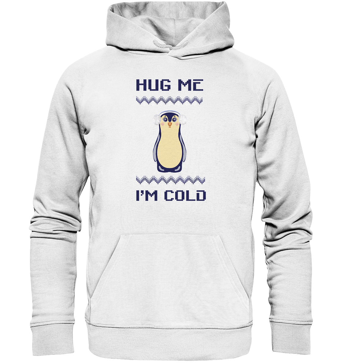 Kapuzenpullover in weiß Pinguin Pullover mit handgezeichneten Pinguin in Flat Style