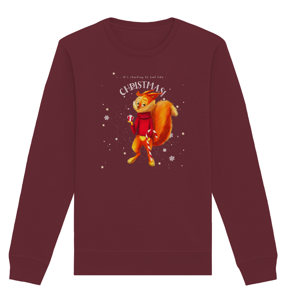 Eichhoernchen-Pullover-Christmas-Sweatshirt-burgundy-weinrot