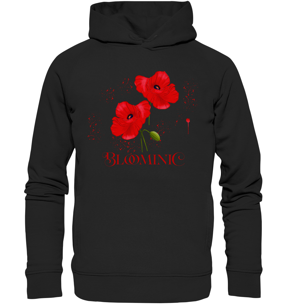 Fashion Hoodie Mohnblumen in schwarz Bloominic Mohn Zeichnung