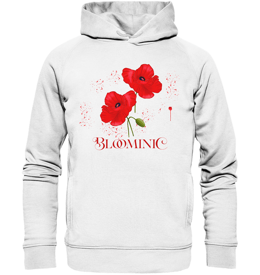 Poppy Hoodie Bloominic Fashion Hoodie Mohnblumen in weiss Mohn Zeichnung Bloominic Red Puppy, rote Blumen Muster