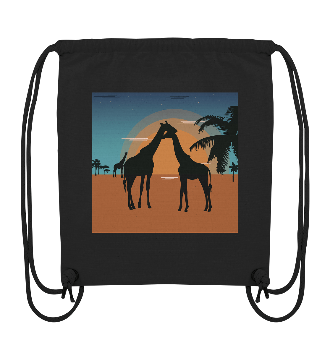 Rücksack Gym Bag in schwarz mit Giraffen