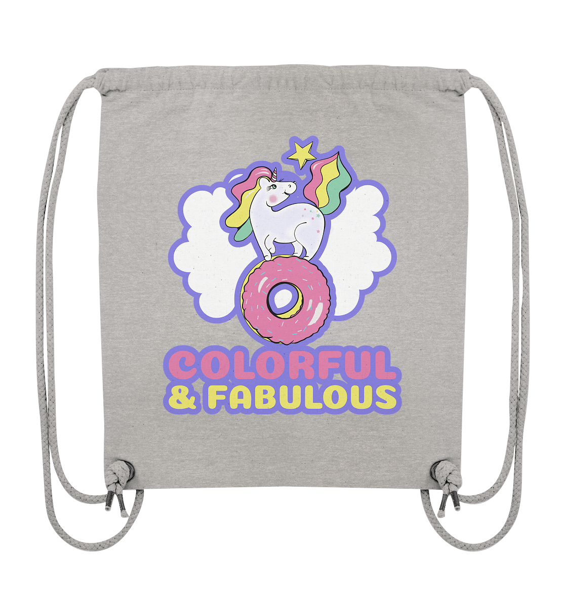 Einhorn Rucksack Gym-Bag in grau mit bunten Einhorn Colorful & Fabulous von BLOOMINIC