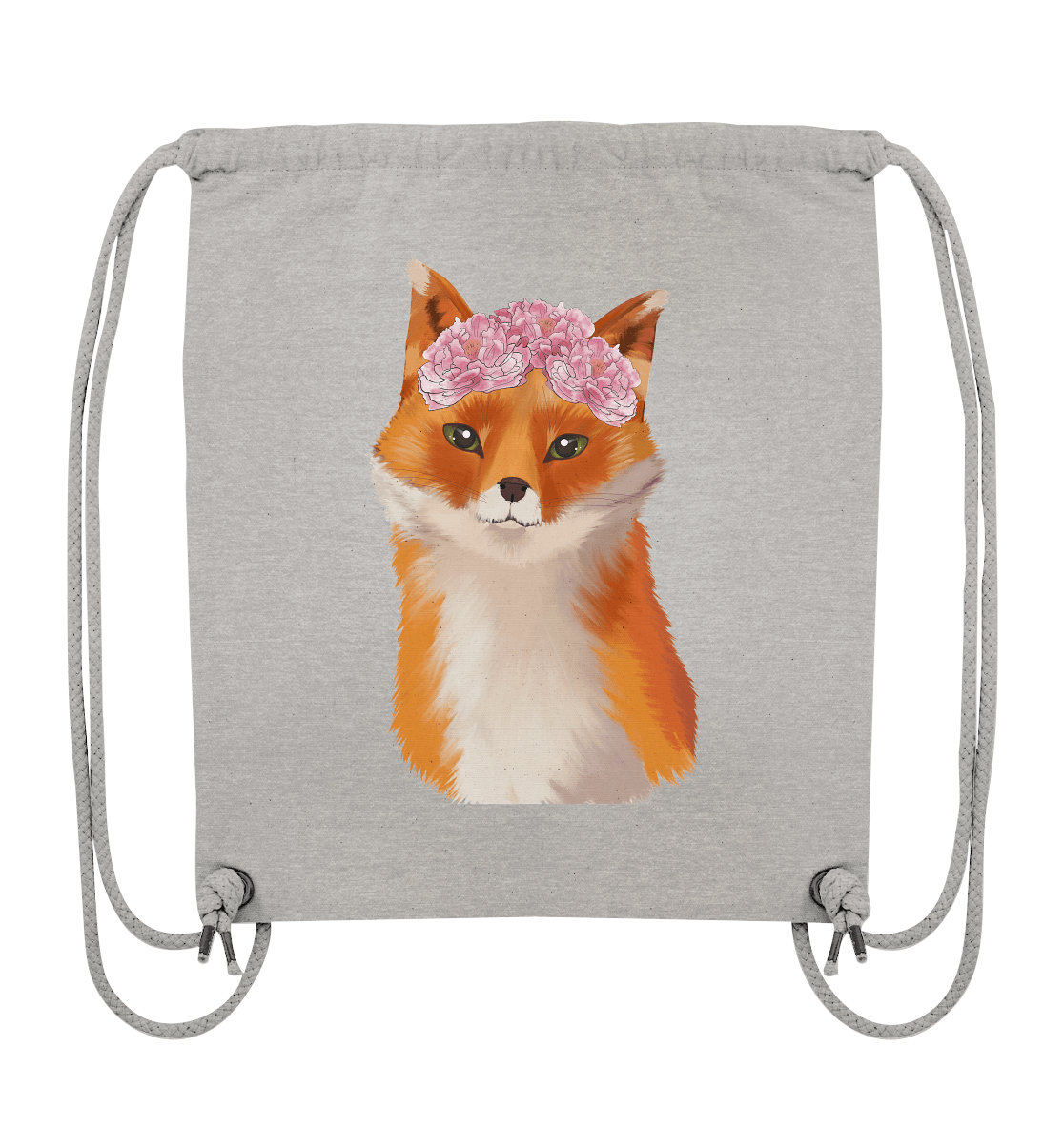 Leichtes Turnbeutel mit handgezeichneten Fuchs mit BlumenPrint.  Fuchsfamilie