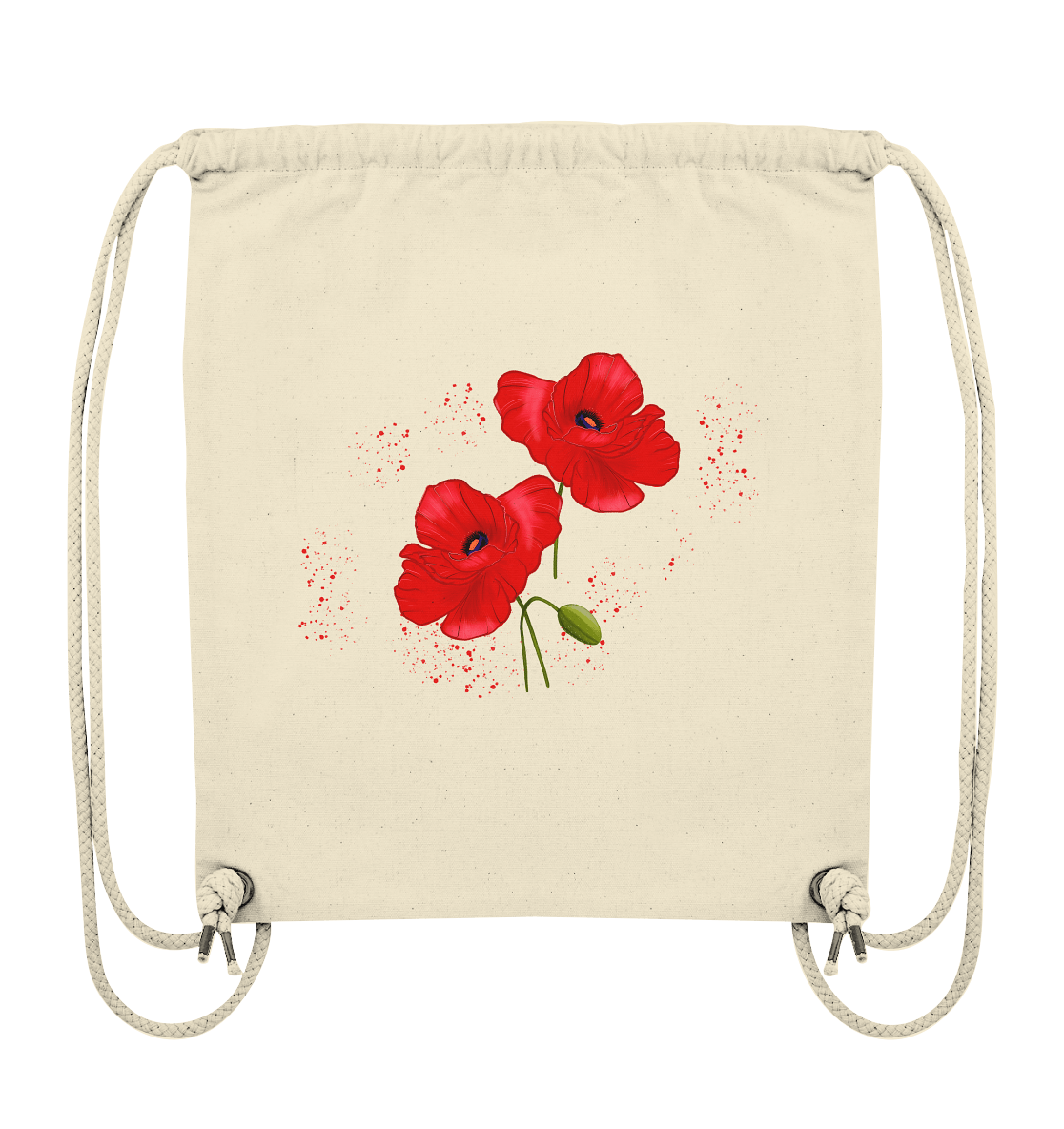 Rucksack Gym Bag mit handgezeichneten roten Mohnblumen