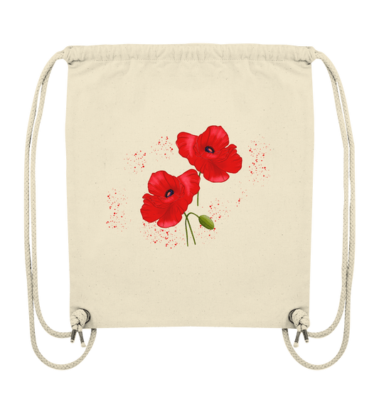 Rucksack Gym Bag mit handgezeichneten roten Mohnblumen
