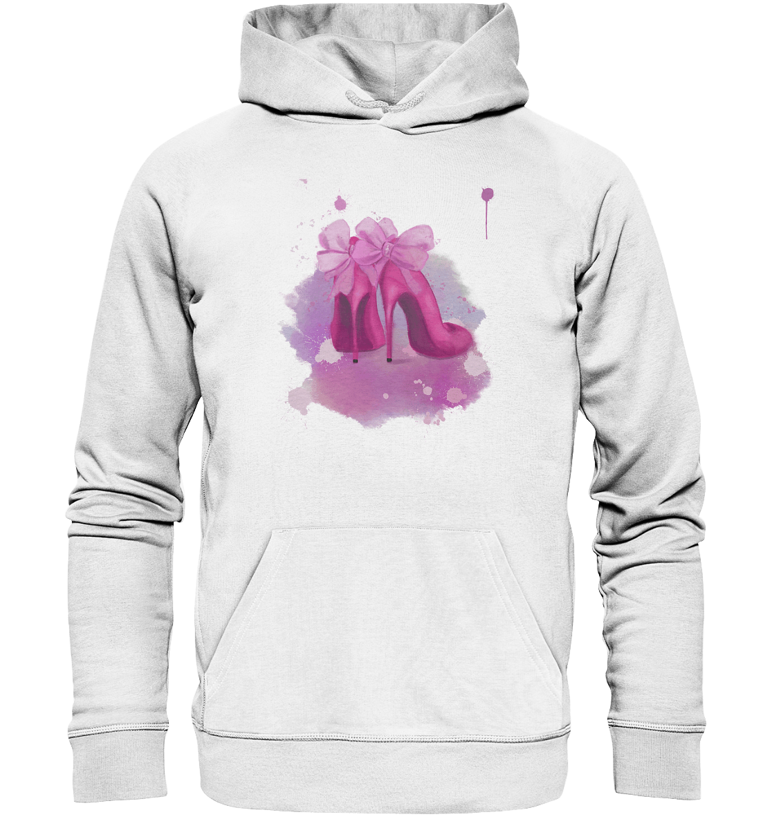 Kapuzenpullover mit handgezeichneten Aquarell Heels Design. Super stylisches Hoodie für Damen aus der Serie "Art to wear." 