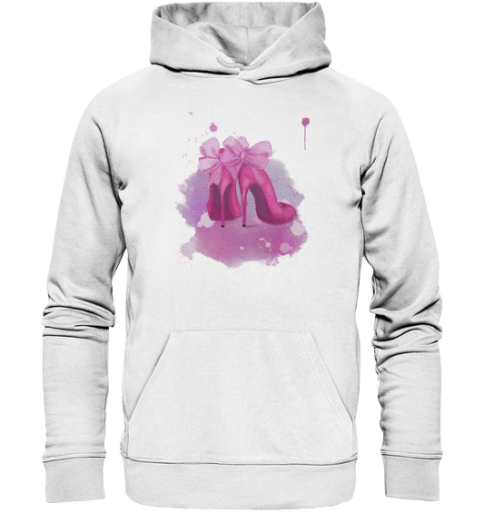 Kapuzenpullover mit handgezeichneten Aquarell Heels Design. Super stylisches Hoodie für Damen aus der Serie "Art to wear." 