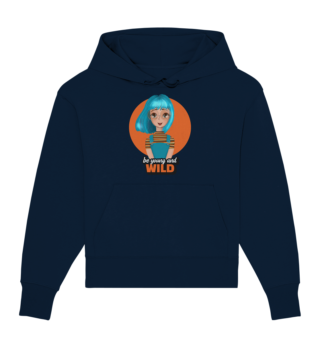 Comic in türkis Oversize Hoodie be young and wild