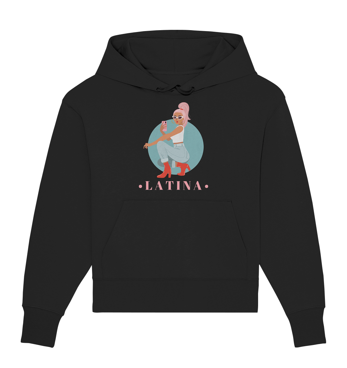 Latina Oversize Hoodie in Schwarz Damen Pullover mit Latina girl