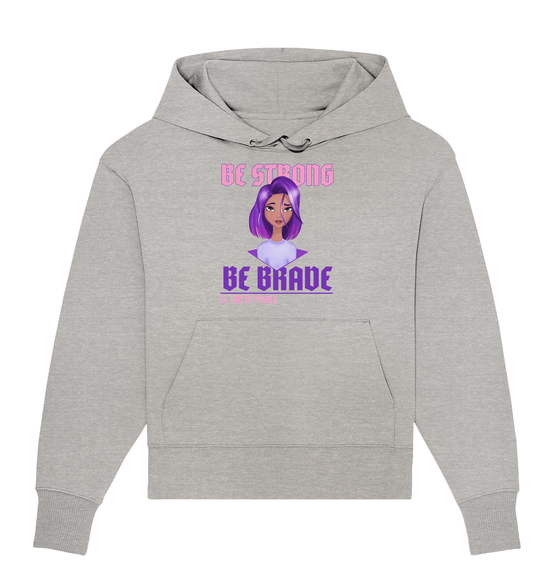 Damen Oversize Hoodie lila Cartoon with Purple Hair