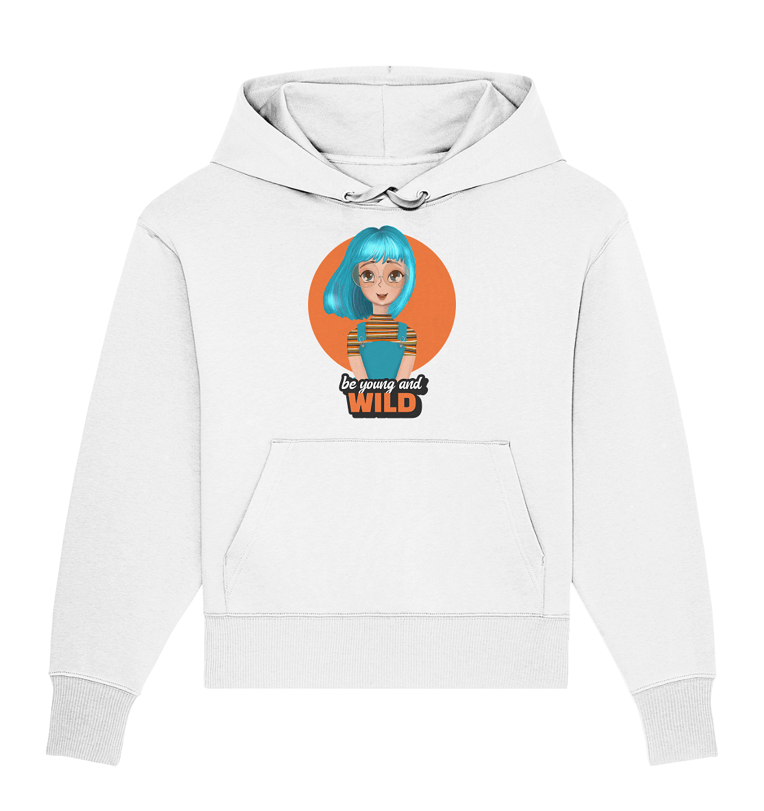 Comic Oversize Hoodie in weiß be young and wild