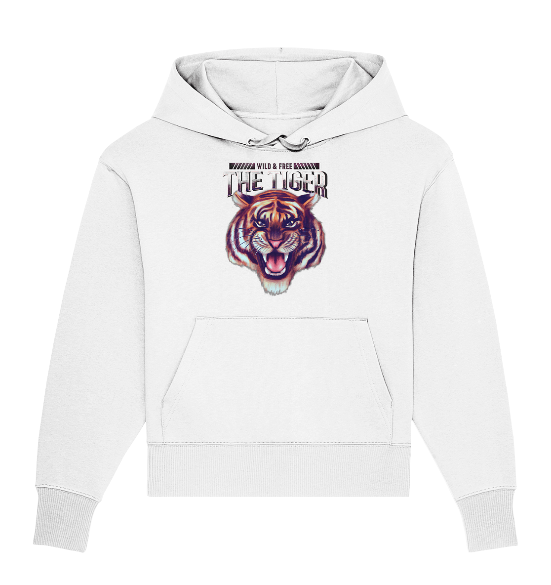 Tiger Oversize Hoodie in weiß mit Tiger Muster von BLOOMINIC