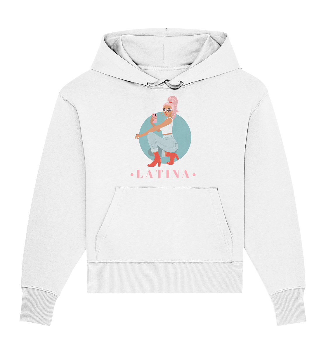 Latina Oversize Hoodie in weiß mit Latina Girl Print
