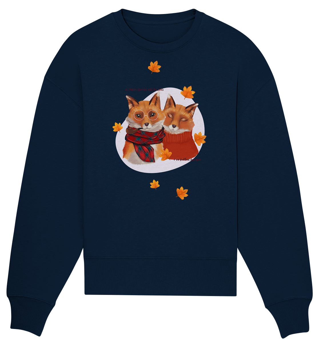 Füchse im Herbst Oversize Sweatshirt in navy blau