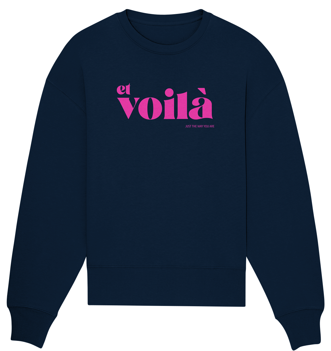 Et voilà Statement Oversize Pullover Beschriftung in Pink Pullover in navy