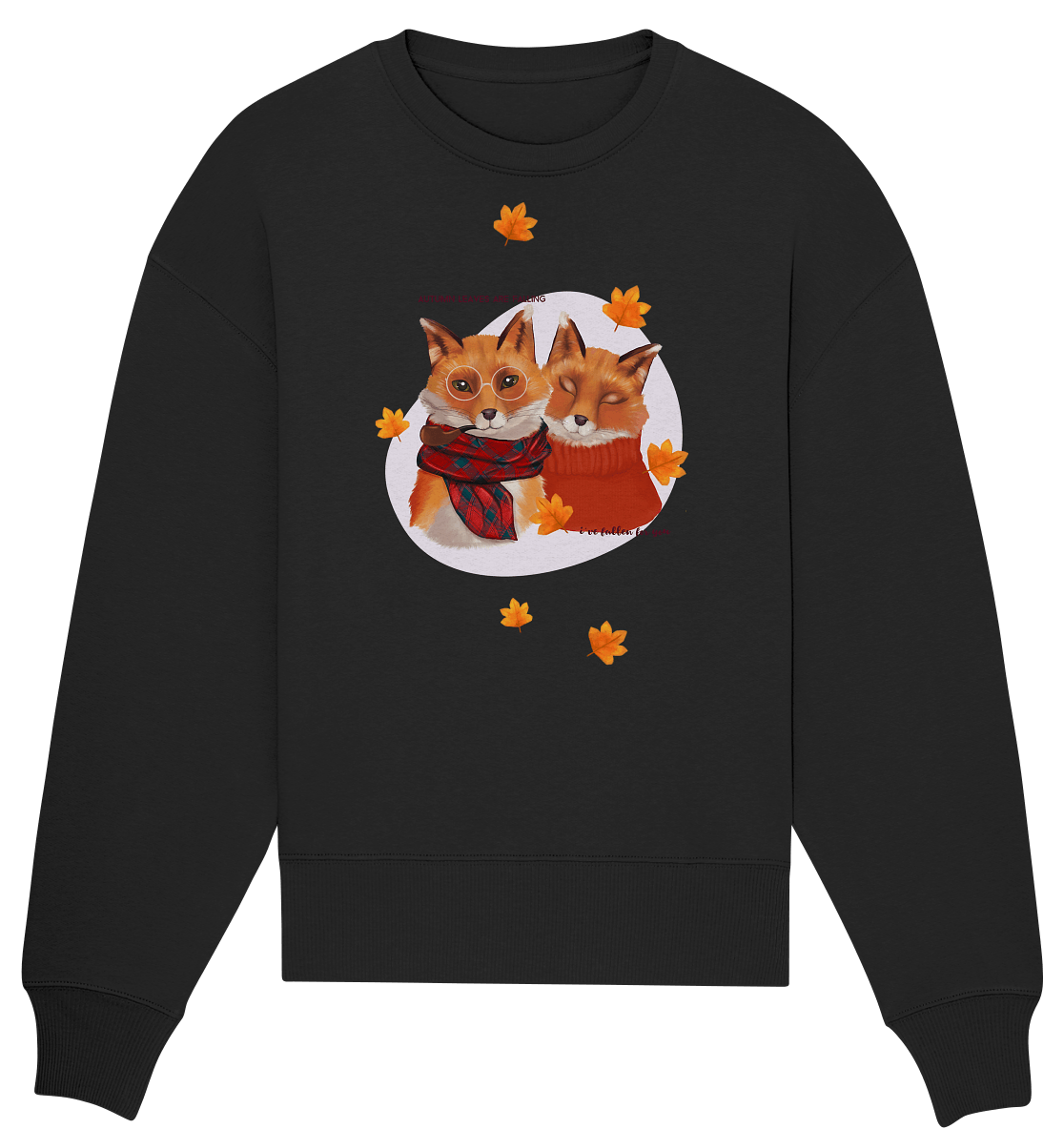 Füchse im Herbst Oversize Sweatshirt in schwarz