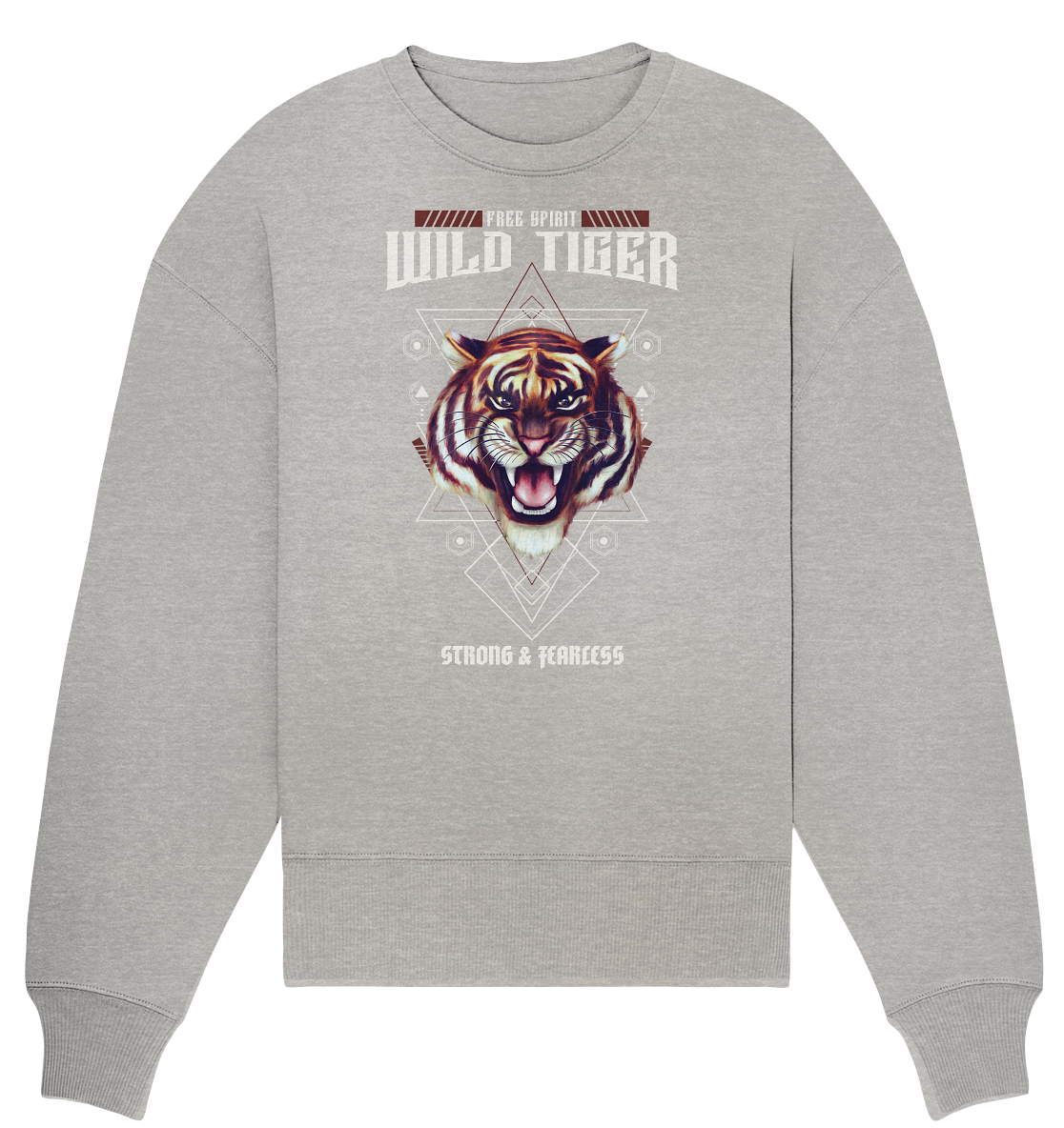 Tiger Oversize Sweatshirt in grau mit Tiger Zeichnung von BLOOMINIC Art Kleidung