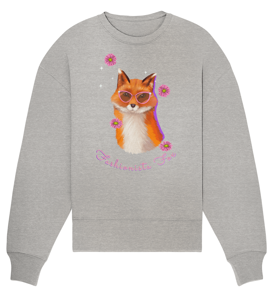 Fuchs mit Blumen Fashionista Oversize Sweatshirt in grau