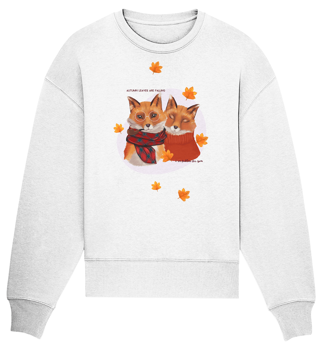 Füchse im Herbst Oversize Sweatshirt in weiß von BLOOMINIC