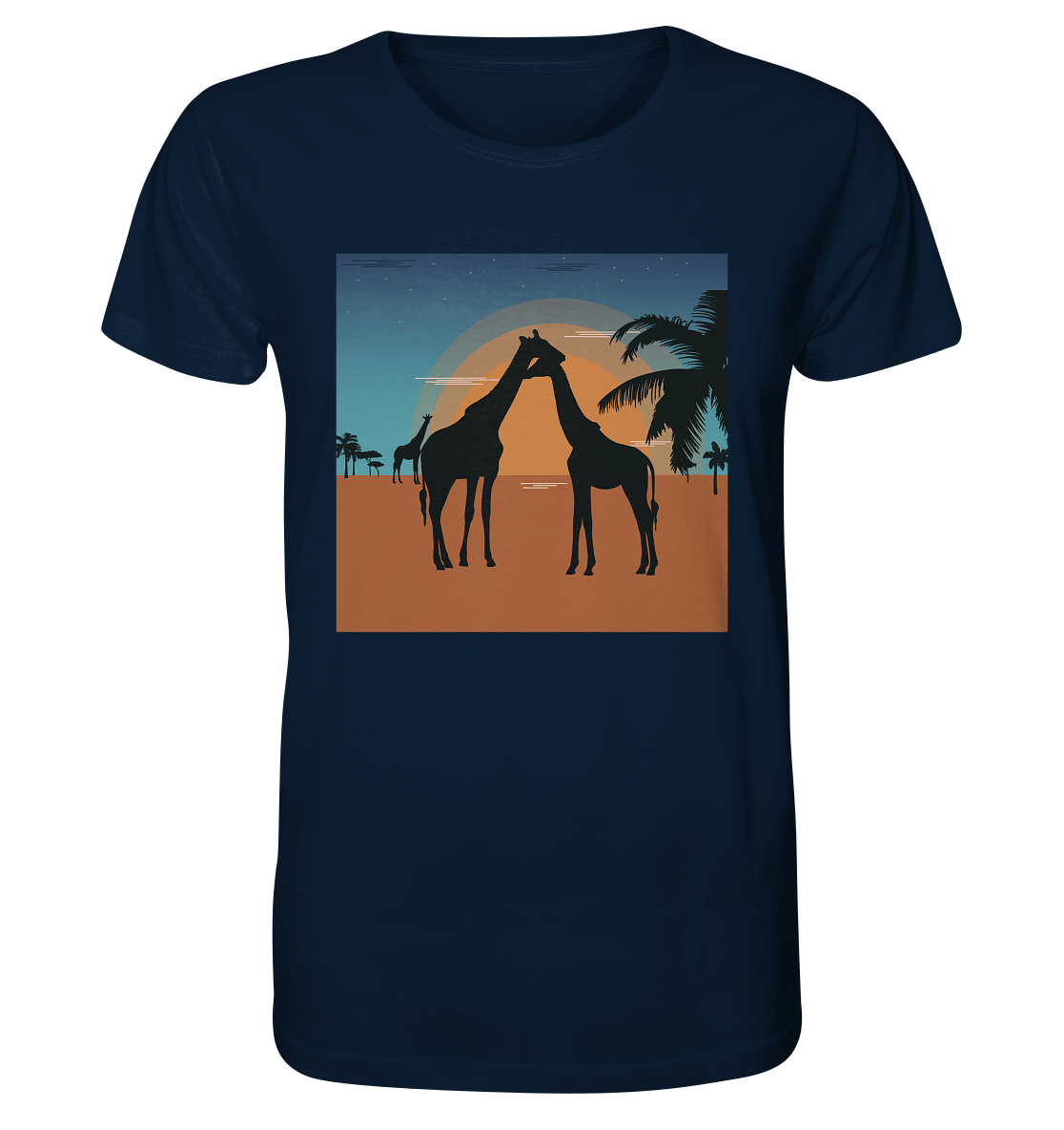 Herren T-Shirt mit Giraffen Design Shirt in navy blau mit Giraffen Front Print