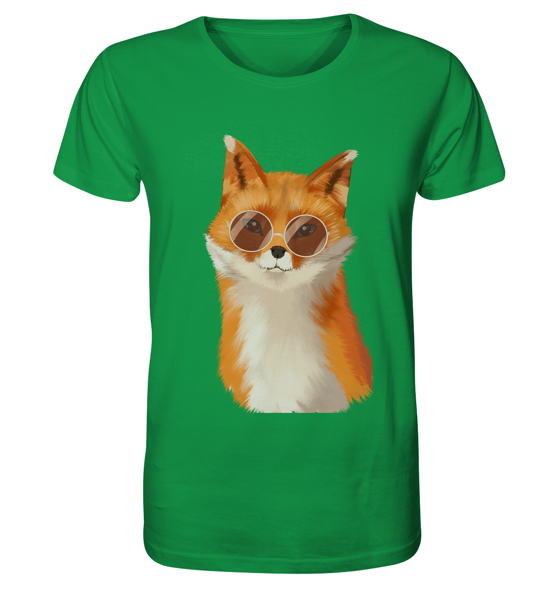 fuchs T-shirt in grün mit fuchs Zeichnung  Print