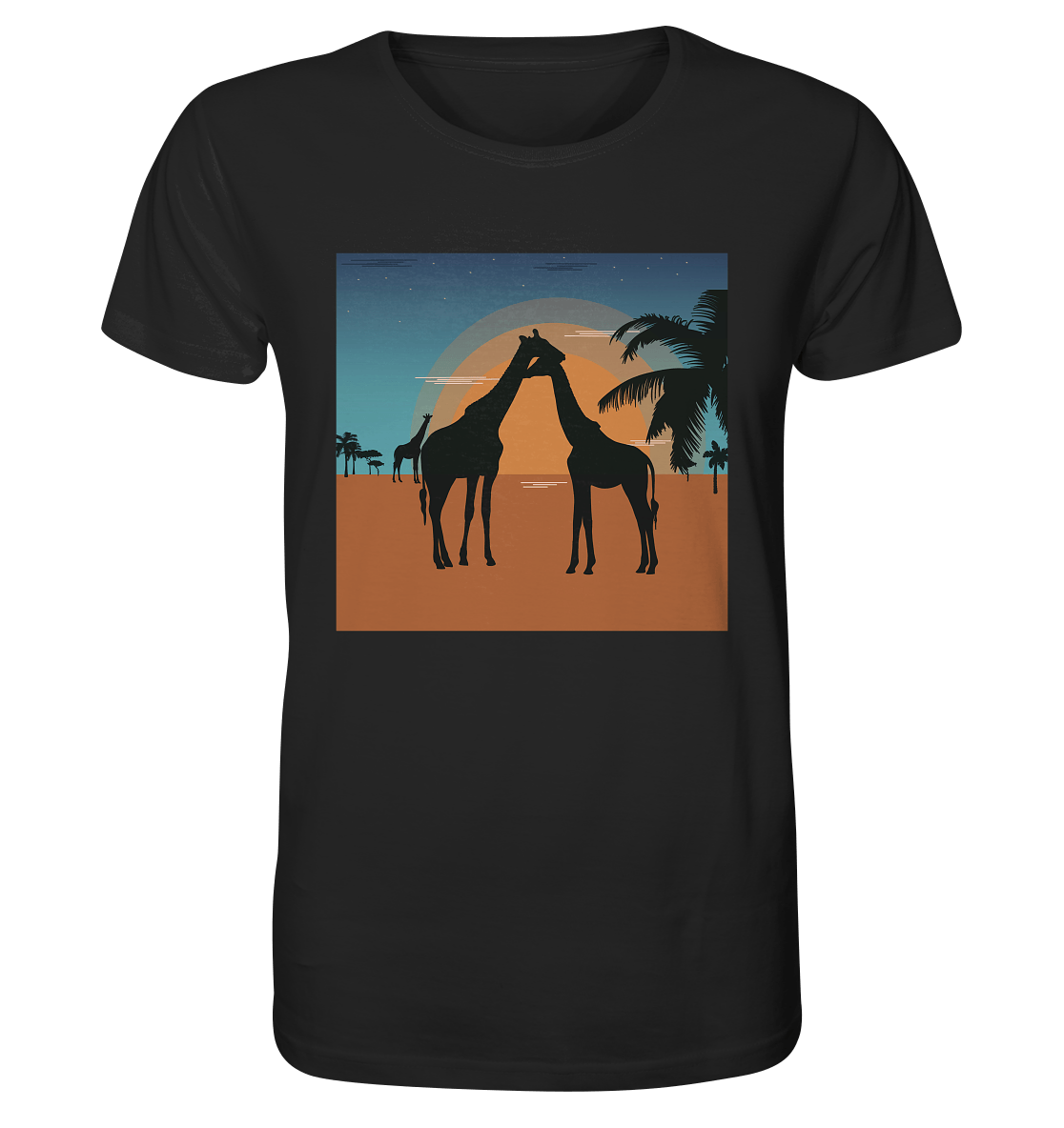 Herren T-Shirt mit Giraffen Design Shirt in scharz mit Giraffen Print