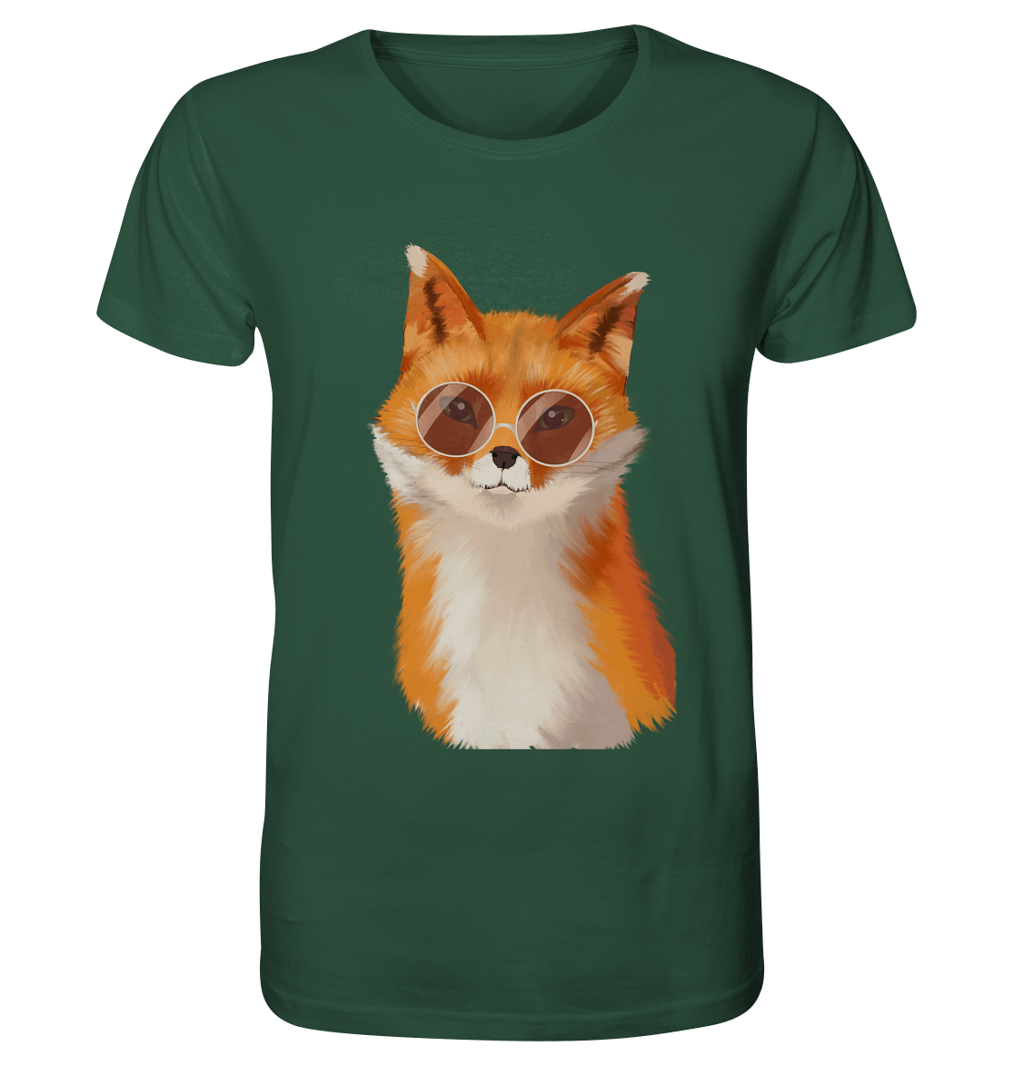 Fuchs mit runder Sonnenbrille Herren Shirt in grün