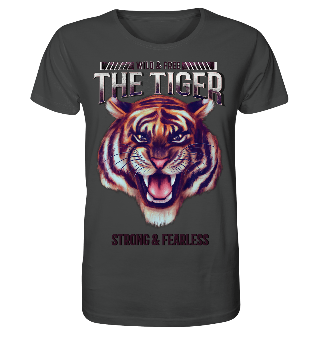 Herren Shirt mit Tiger Motiv mit Vintage Lettering in anthrazit