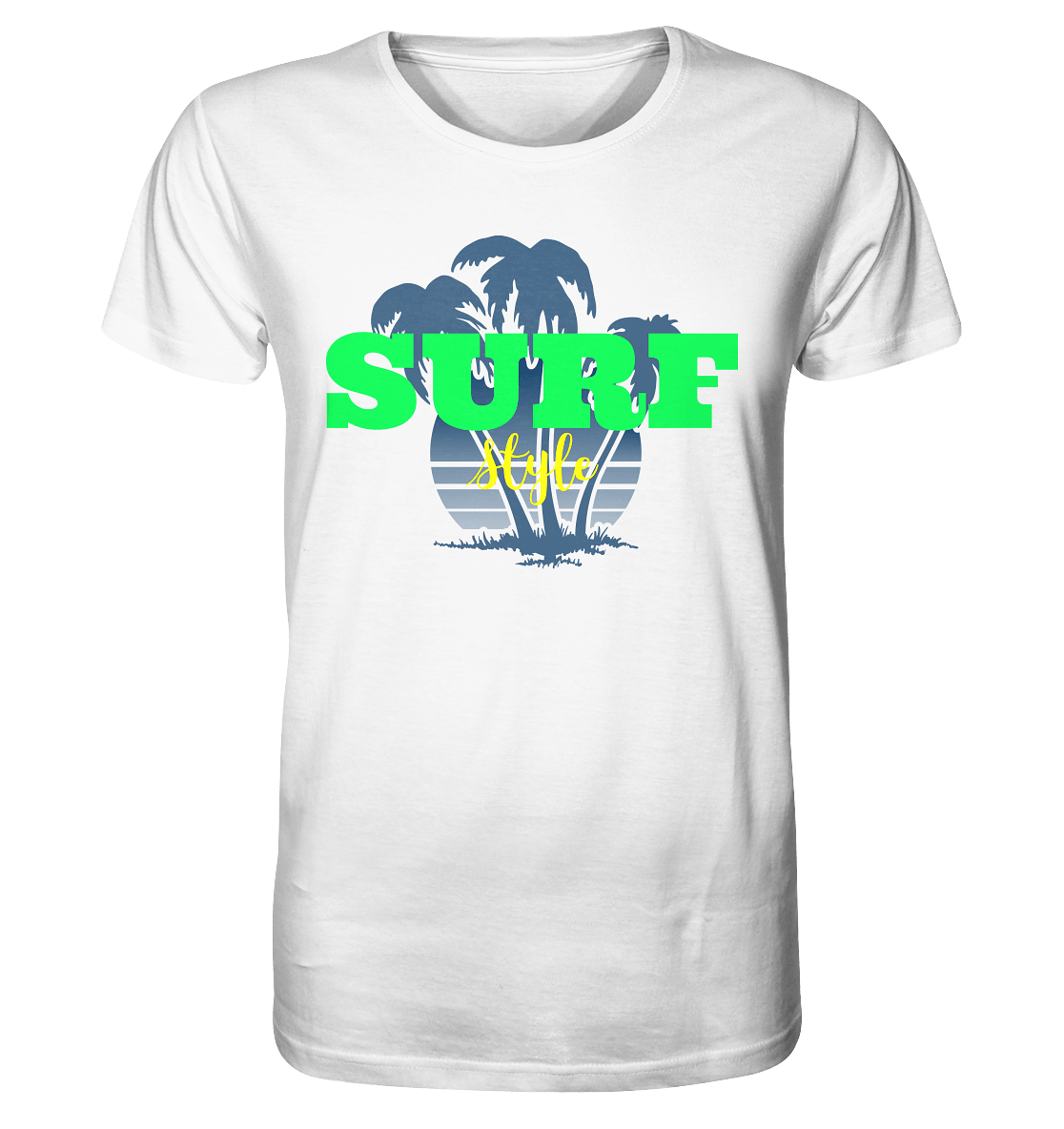 Herren T- Shirt mit stylischen sommerlichem Print und Beschriftung "Surf Style" kawaii