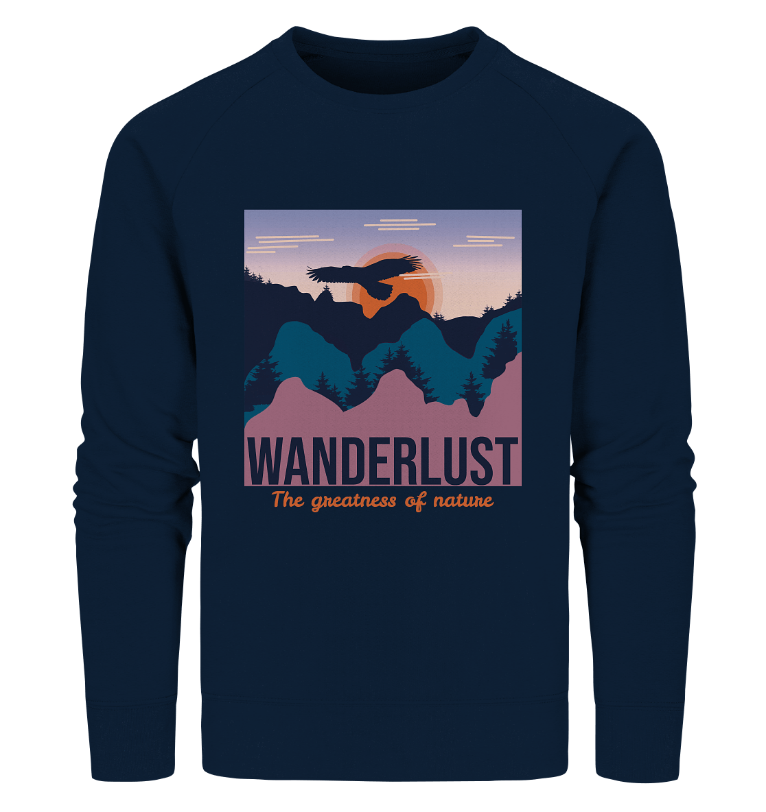 Wanderlust Herren Sweatshirt mit Berg Motiv in Navy Blau