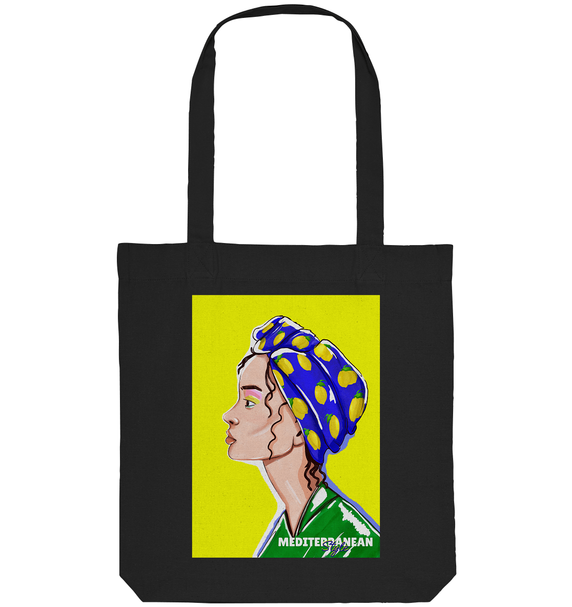Mediterranean style Lemon Tote-Bag Shopper in schwarz