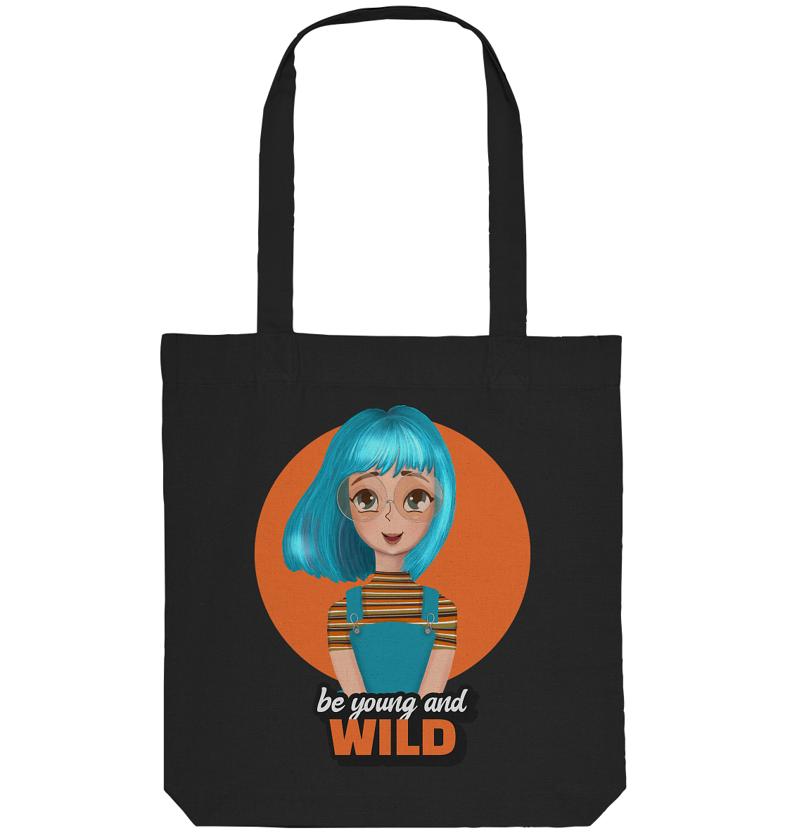 Cartoon Stofftasche Tote Bag Cartoon Girl türkis
