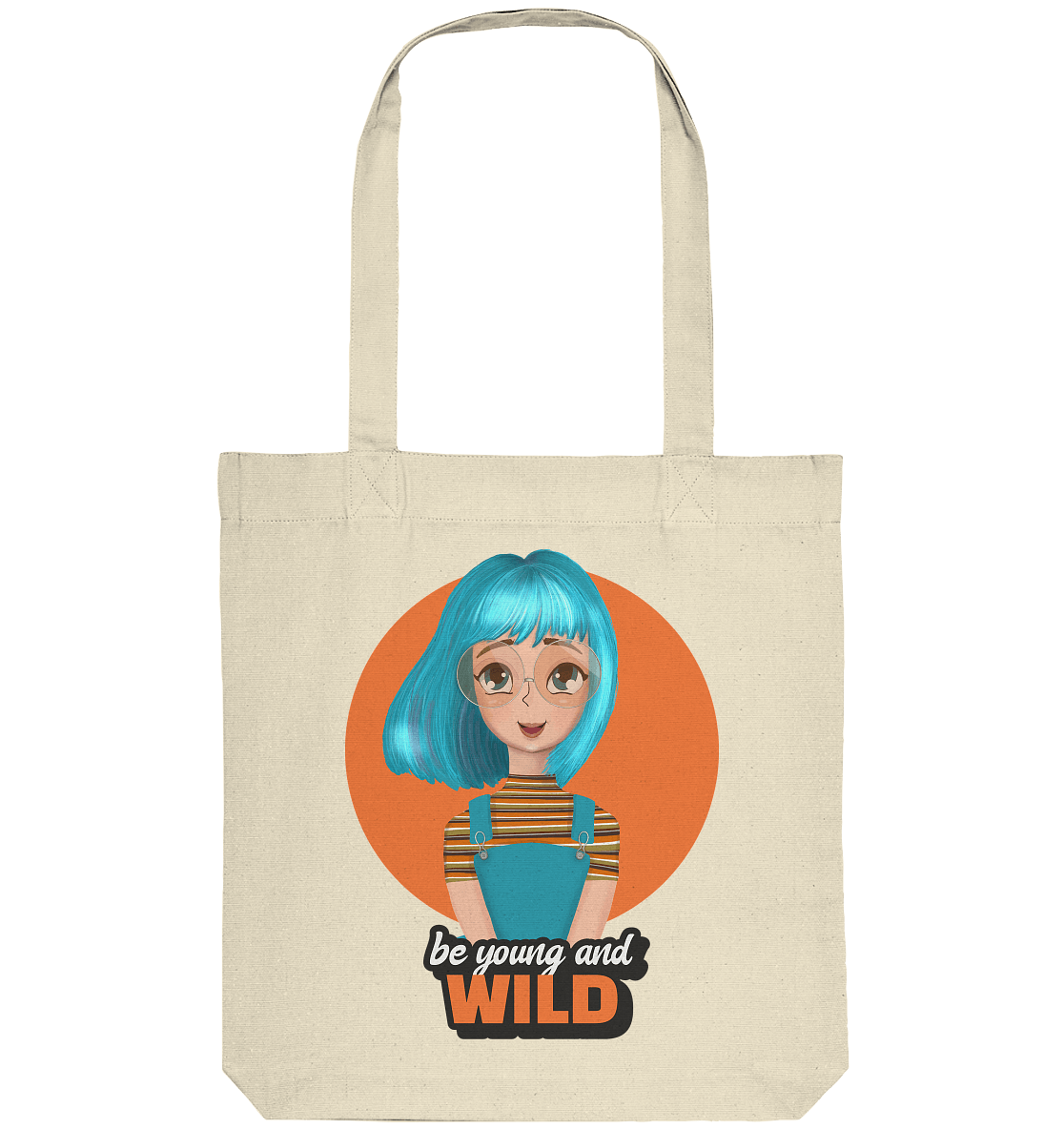 Stofftasche Tote Bag Cartoon Girl türkis