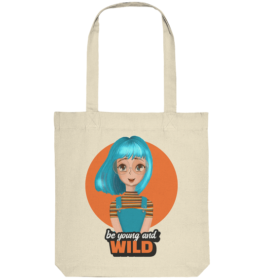 Stofftasche Tote Bag Cartoon Girl türkis