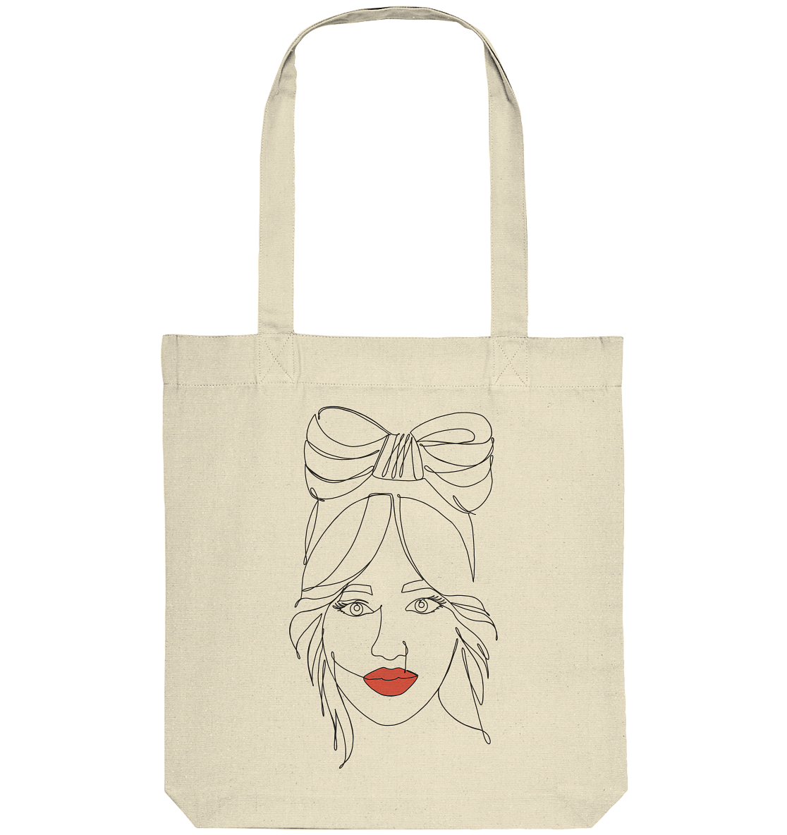 Stofftasche mit One Line Design Frauengesicht abstrakt 