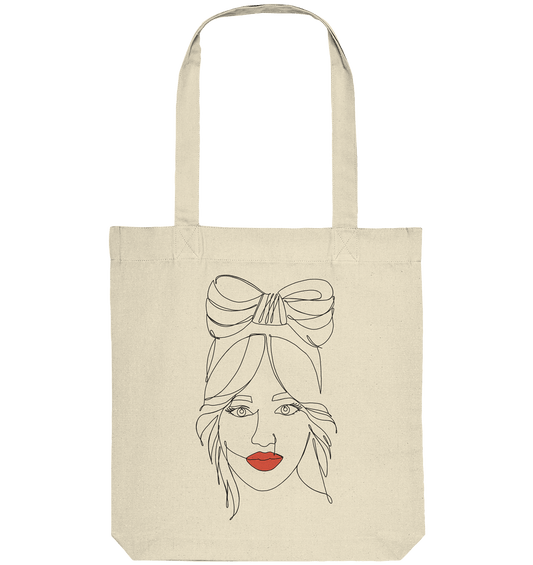 Stofftasche mit One Line Design Frauengesicht abstrakt 