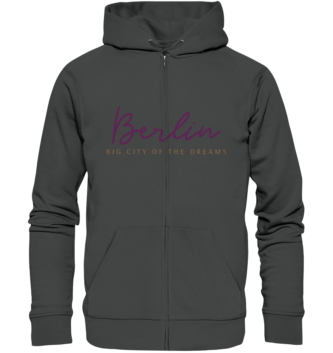 Zipper Jacke in schwarz mit Berlin Big City of the Dreams