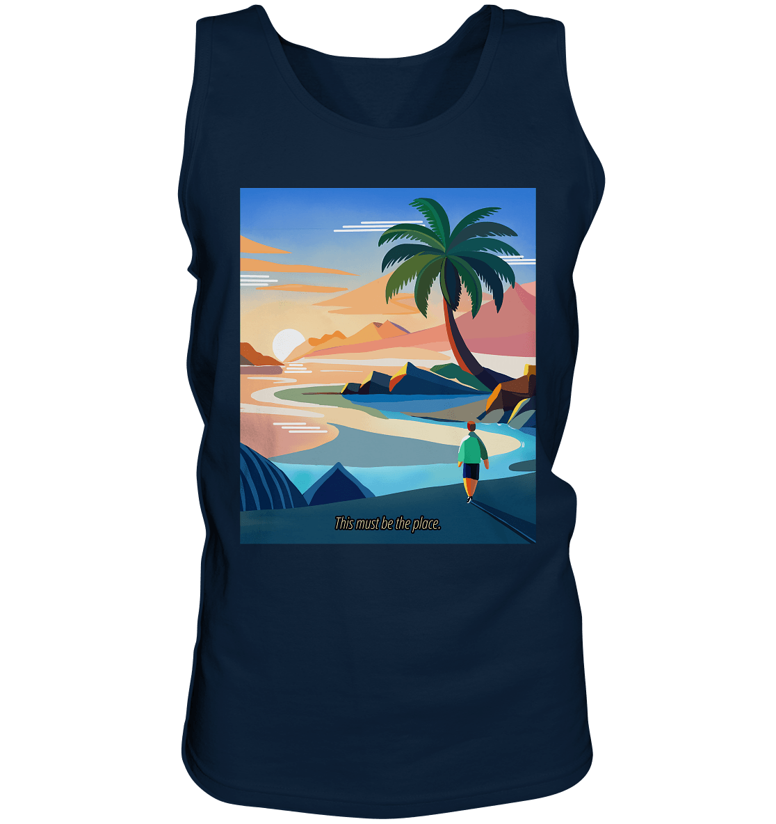 Herren Tank-Top in navy mit Flat Illustration